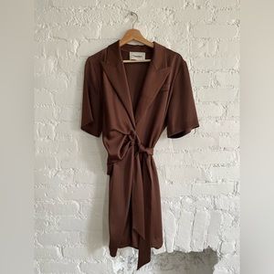 Nanushka Dark Brown Satin Dresss